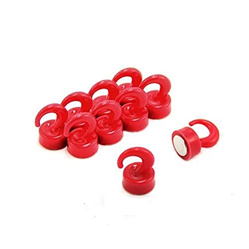 Magnet Expert Rouge en plastique mini-crochets magnétiques - 1 kg traction (12 mm de diamètre x 20 mm de haut) (paquet de 10) Cover