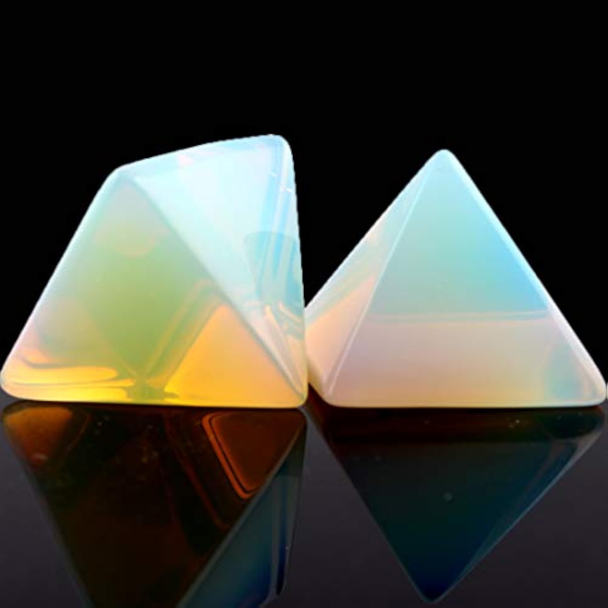Natural Pyramid Carved Chakra Healing Crystal Gemstone