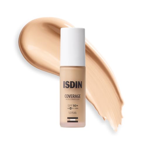 ISDIN Coverage 1.0 Pearl Base de Maquillaje SPF50+ - 30g | Base De Maquillaje Con Alta Protección, Unifica El Tono, Cobertura Modulable Con Acción Antiedad, Maquilla, Protege Y Cuida