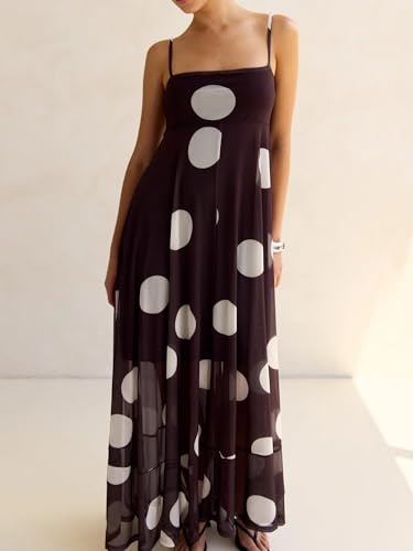 Image of SOOKABEILA Women Y2k Boho Maxi Dress Floral Lace Sheer Tiered Flowy Cami Long Dress 2025 Summer Smocked Beach Sundress