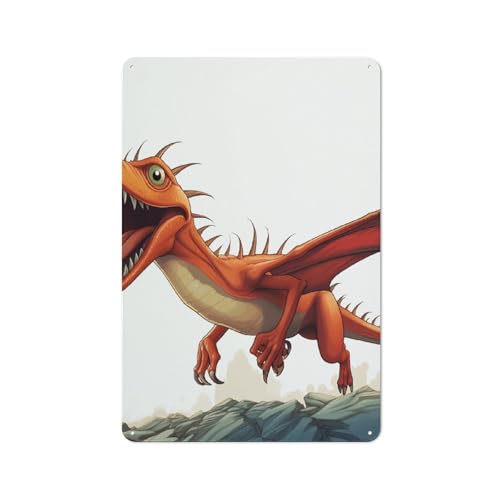 Décoration murale chambre avec peinture métal dinosaure ptérodactyle