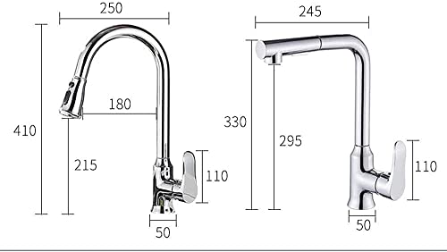 Robinet de cuisine pour evier 2 bacs douchette rotative - 2