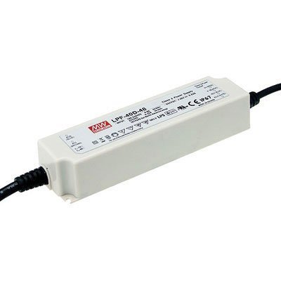 MEAN WELL LPF-40D-12 Class 2 Switching LED Driver Power Supply, IP67 Encapsulated, 3 in 1 Dimming, 12VDC, 3340 mA, 40 Watt
