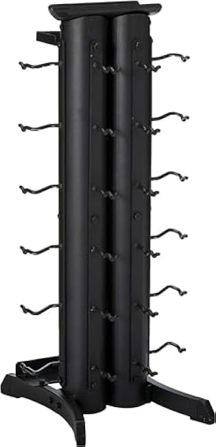 Body-Solid Vertical Gym Organizer Package with Lat and Curl Bar, Revolving Bars, Tricep Pressdown and Handles, Compact Storage Rack for 20 Handles & Straps, Home Accessories Organization