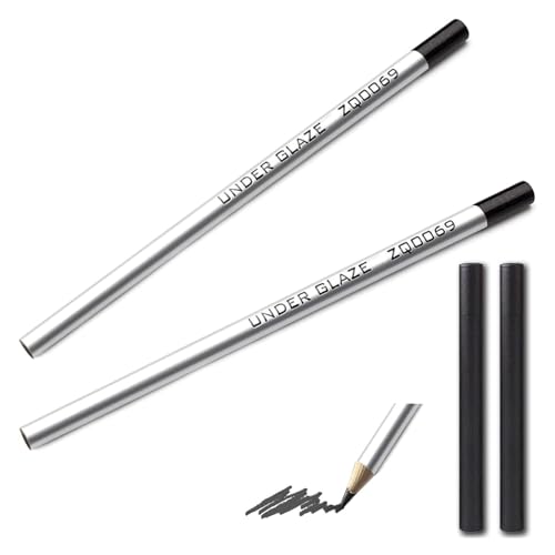 ZZYFGH 2 Pcs Black Underglaze Pencils Glaze Pencils Cone 6-10 with Waterpro of Case Underglaze Pencil for Pottery for Ceramic Bisque Greenware