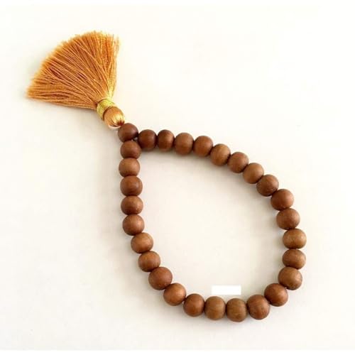 White Sandalwood (Safed Chandan) Knotted Mala Bracelet 10 Mm 27+1...