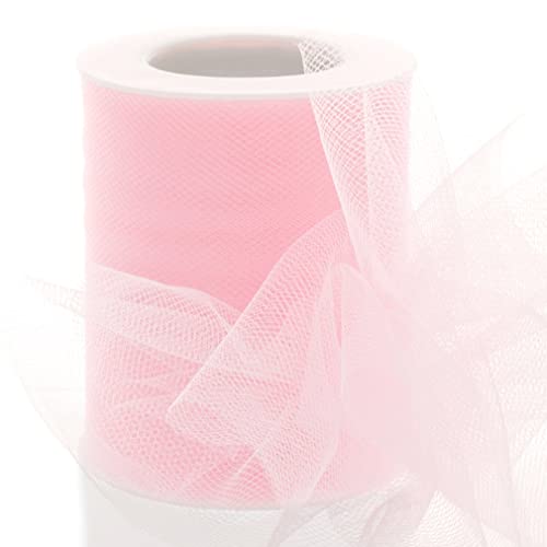 Image of 3 inch Premium Tulle Fabric Roll for Crafts, Wedding, Party Decorations, Gifts - Lt. Pink 100 Yard Spool