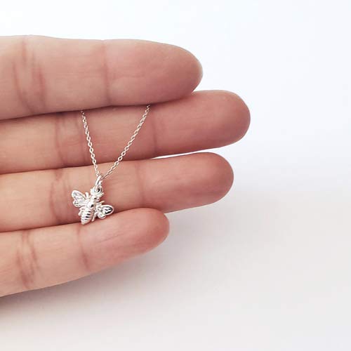 Miniatura 7 de Sterling Silver Tiny Bee Charm Necklace, 18"