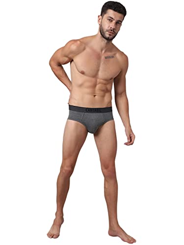 Image of Cantabil Men Solid Elastane Stretch Ultrasoft Fabric Pack of 2 Brief l Bried for Men (P MBRF00016 Anthra)