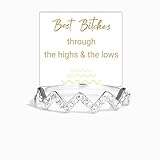 Keopun Best BiChes Highs And Lows Ring, Highs And Lows Friendship Ring, S925 Sterling Silver Stackable Swearing Wave Ring for Best Friend, Sisters, Jewelry Birthday Gifts for Women (6, Silver)
