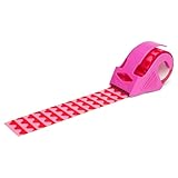Decorative Packing Tape with Pink Dispenser – Pink & Red Wavy Pattern, 1.88