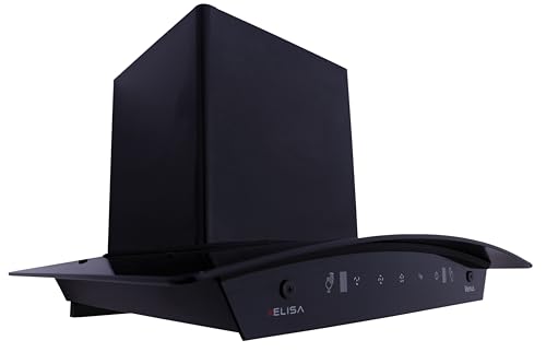 Image of Elisa Venus 90 Auto Clean Filterless Kitchen Chimney | 90cm, 1400 m /hr Suction, Gesture & Touch Control, Black, LED Lamp, Low Noise Cooker Hood