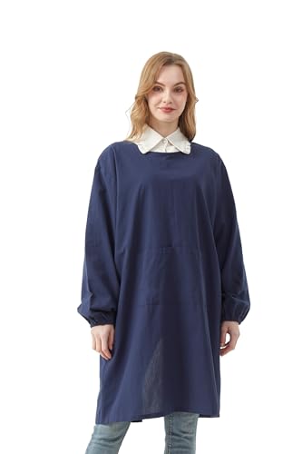 Nanxson Tablier à manches longues pour femmes Tablier en coton avec poches pour cuisiner,...
