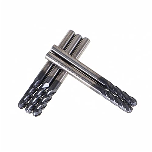 Image of kimllier 5Pcs 1 /8 Inch 4 Flute Ball Nose Carbide End Mill, Tialn Coated 1-1 /2 Inch Overall Length