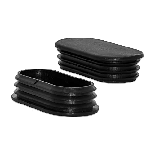 Image of Flyshop 40 x 80 mm, 1-9 /16 inch x 3-1 /8 inch OD Black Durable Plastic Plugs Tubing End Caps Oval Chair Glide Inserts 8 Pack