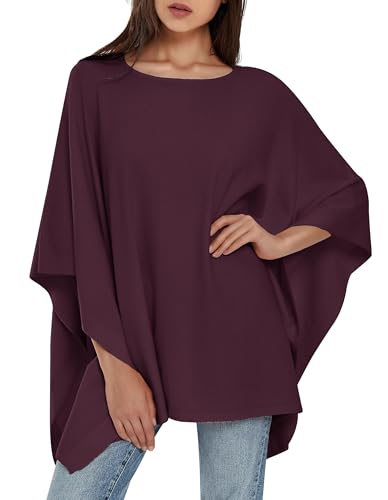 PULI Women's Pullover Poncho Sweater Oversized Loose Fit Soft Shawl