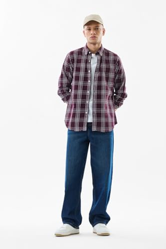 Image of SNITCH Men Jeans Casual Wear | Loose Fit, Turned-Up Cuffs, Classic Blue Wash | 100% Cotton, Mid Rise, Relaxed Thigh, Wide-Leg, Five Pockets, Machine Wash