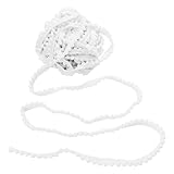 Homiest 10 Yards Pom Pom Trim for Sewing, 1/2 Inch Wide White Ribbon Bundles Textured Fabric Fringe Ribbon, 6mm Ball Pompom Trim for DIY Crafts Curtain Clothes Pillow Home Decoration