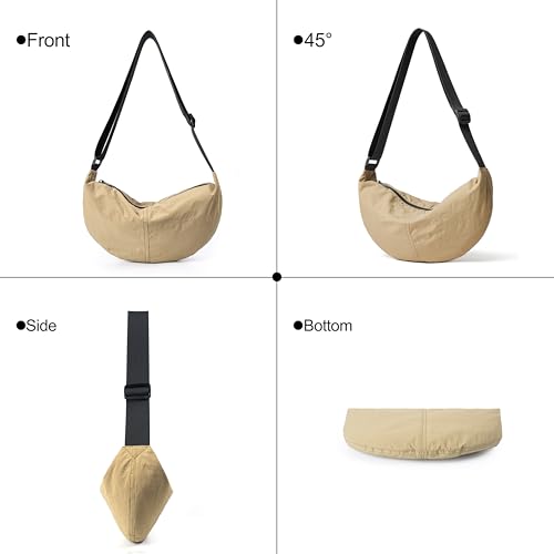 Nylon Crossbody Bag For Women Men Casual Lightweight Crescent Shoulder Hobo Purse With Wide Adjustable Strap4