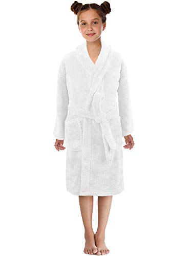 Ultra-Soft Plush Shawl Robes For Boys And Girls (White, Large) #TOP1