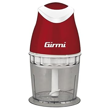 Girmi TR01 Tritatutto, 350 W, Lame Inox, Dispositivo di sicurezza, Funzionamento PULSE, 500 ml, Rosso