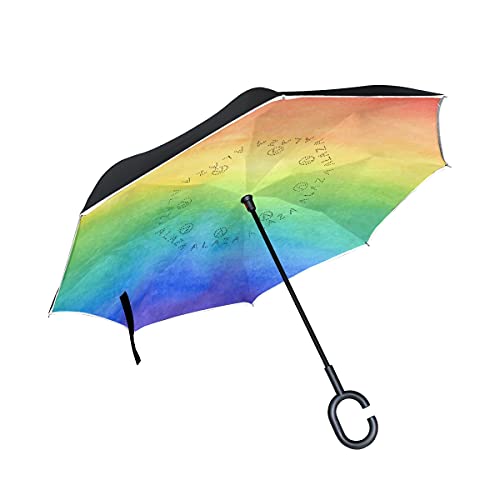 Parapluie inversé arc-en-ciel pour femme à double couche