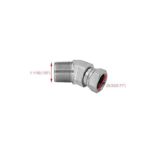 Image of (2-PACK) 1503-12-08 Hydraulic Hose Adapter Fitting 3 /4 inch Male (3 /4 inch-14NPTF) x 1 /2 inch Female Swivel (1 /2 inch-14NPSM) 45 Elbow SAE Pipe Joints Connector Carbon Steel