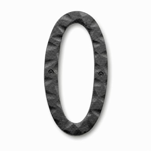 Image of NACH House Numbers for Outside, 8 inch Black Address Numbers for House - Number 0 - Rustic Numbers for Outside with Mounting Hardware