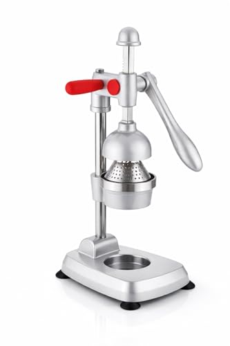 Image of Manual Citrus Juicer Heavy Duty Aluminum Hand Press - Professional Fruit Juicer for Orange, Lemon, Lime & Pomegranate - Easy Press, Durable, Kitchen Countertop Juice Extractor (Silver Grey)
