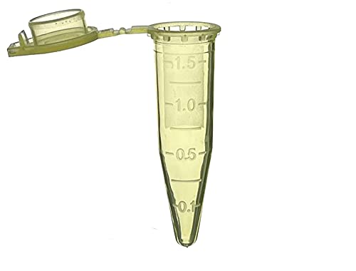 MUHWA 500 tubos de microcentrífuga graduados de polipropileno con tapa a presión, microtubos de prueba de 1.5 ml vial de muestra de microtubo cónico para laboratorio (amarillo)