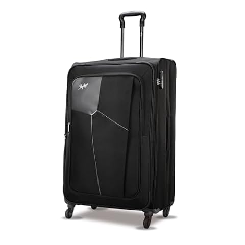 Skybags Large Rubik 79 cms Check-in Polyester Soft Sided 4 Wheels 360 Degree Rotation Luggage/Suitcase/Trolley Bag- Black