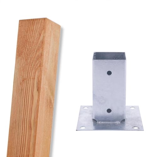 BooGardi Postes de madera impregnada, postes de valla en 24 tamaños, 1 pieza 7 x 7 x 160 cm con casquillo atornillable, poste cuadrado con cabeza plana, postes de madera tallada