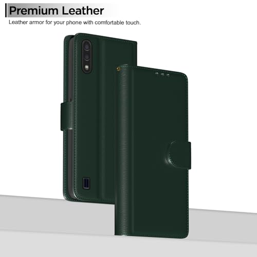 Image of Pikkme Flip Cover for Samsung Galaxy M01 Leather Finish | Inside TPU with Card Pockets | Wallet Stand and Shock Proof | Complete Protection Flip Case (Green)