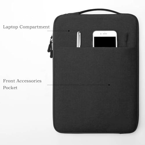 Image of Saco Laptop Sleeve for 15.6 Inch - Slim Shockproof Case with Zipper Pocket, Protective Travel Laptop Bag for MacBook Air /Pro, HP, Dell, Lenovo, Acer - Black