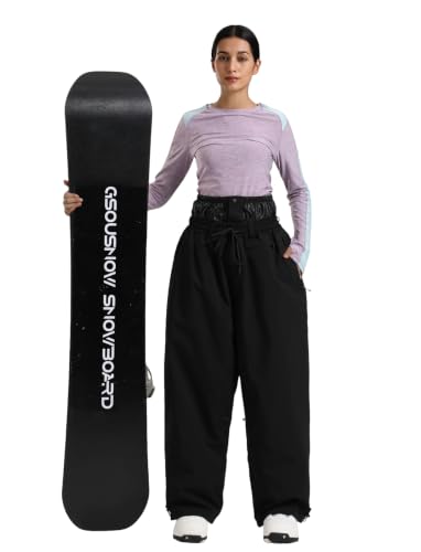 Image of GSOU SNOW Mens Womens Snow Pants Baggy Snowboard Ski Pants Waterproof | 15K Waterproof,10K Breathable,Windproof Waist Powder Skirt,Thigh Vent Zippers,Adjustable Waist & Cuffs Drawcord,5 Pockets