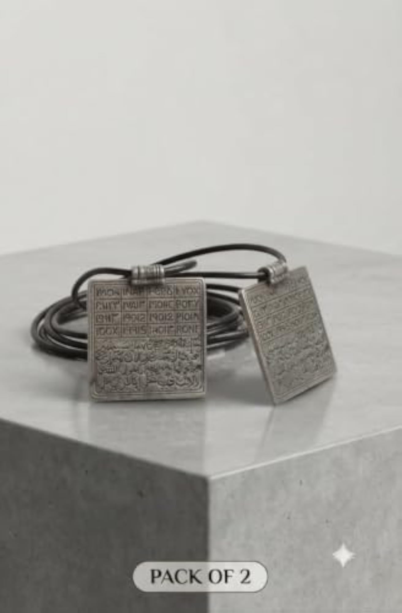 Nad E Ali Taweez Pack of 2 Silver Islamic Pendants