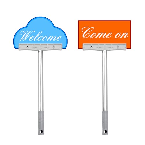 YINSHCO 2 Pcs Handheld Sign Holder, Stainless Steel Two-Sided Display Pole Sign Stand, Billboard Airport Pick-Up Sign for Sports Meetings Exhibition Leader Tour Guide Parade, No Signboard