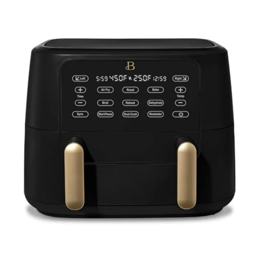 Image of Large Capacity Dual-Zone Air Fryer – 9 QT Basket, Sync-Finish, Touch Controls, Roast Bake Broil Dehydrate & Reheat (Black Sesame)