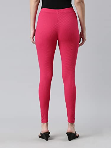 Image of GO COLORS Drop Needle Ribbed Active Leggings for Women | Lightweight, Spandex Waistband, Mid Rise
