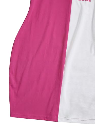 Image of SOLY HUX Women's Letter Graphic Print Color Block V Neck Sleeveless Bodycon Mini Dress