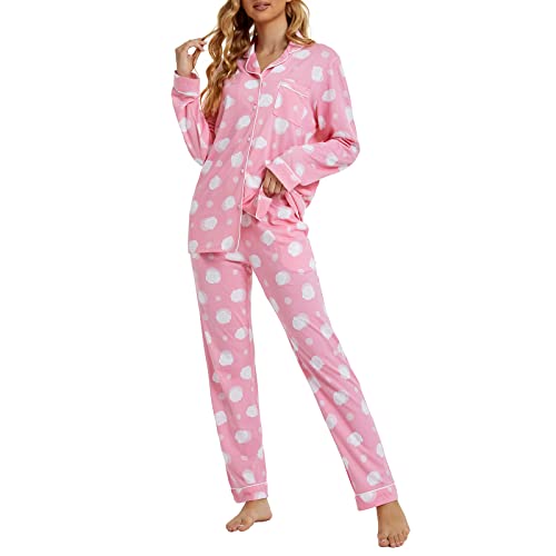 Image of Tugege Pajamas Set Long Sleeve Sleepwear Womens Button Down Nightwear Pj Sets