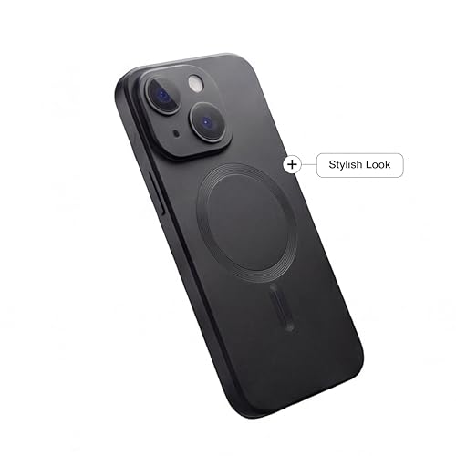 Image of amazon basics Premium Mag-Safe Case for iPhone 15 | Shockproof & Anti-Scratch Cover | Soft Silicone with Wireless Charging | Camera Lens Guard - Black