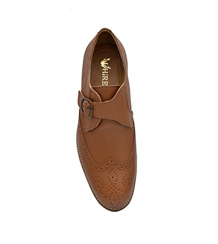 Image of HiREL'S Men Tan Pure Leather Monk Shoes