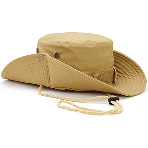 Favuit Sun Hats Safari Hat UV Protection Wide Brim Summer Hat Cotton Foldable Fishing Hiking Cap Breathable Cowboy Style Boonie Hat for Men Women Outdoor (Brown)