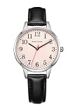 BRIGADA Women's Watch Nice Fashion Elegant Pink Black Leather Band Ladies Watch for Women
