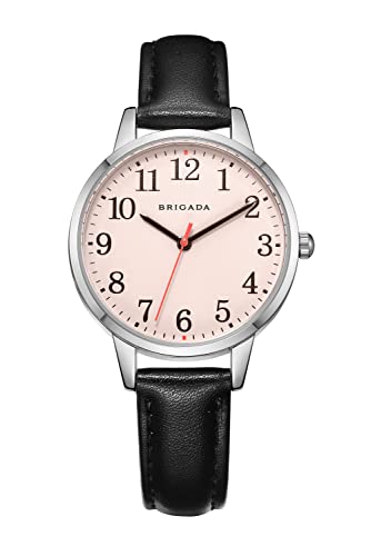Brigada Women's Watch Nice Fashion Elegant Pink Black Leather Band Ladies Watch For Women #TOP20