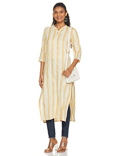 Image of Shiv Textiles Women's Cotton Regular Fit Fashion Kurti (Nikall Yellow M)