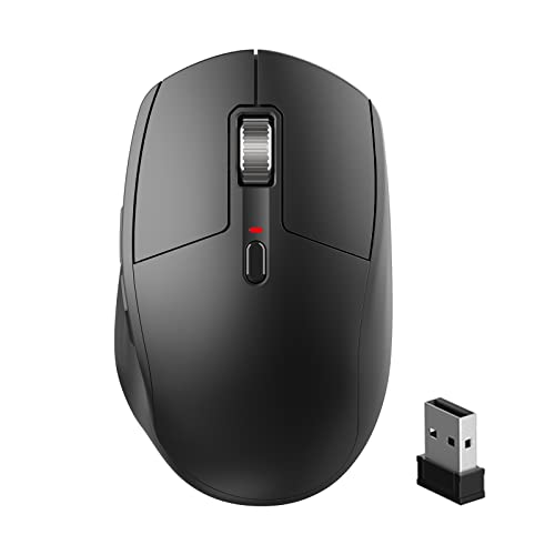 PINKCAT Ratón inalámbrico, Ratón óptico ergonómico inalámbrico 2.4G, silencioso, con Receptor USB, 6 Botones, 1000/1200/1600 dpi para PC/Tableta/portátil (Negro) Cover