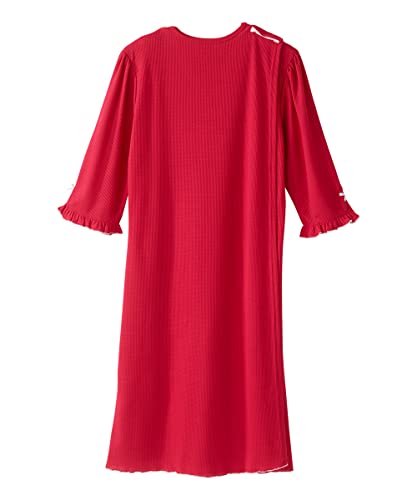 Women’s Open Back Adaptive Waffle Knit Nightgown - Hospital Gown For Seniors With Bows - Red Shade Sma #TOP3