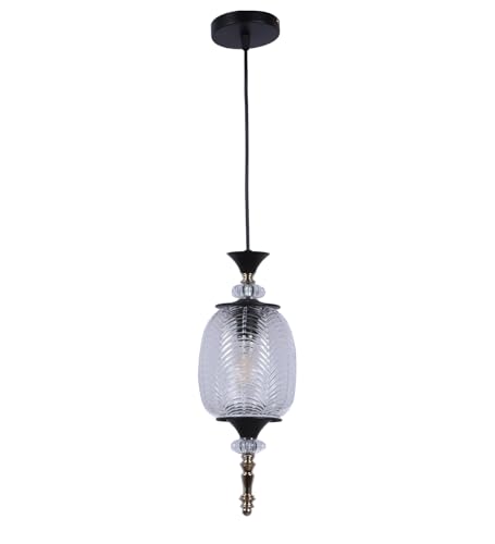 Image of ELIANTE Modern Glass Hanging Light for Living Room & Dining Area | Metal Ceiling Lamp with Elegant Glass Shade | 3 Years Warranty | Free Bulb (Lunelle)